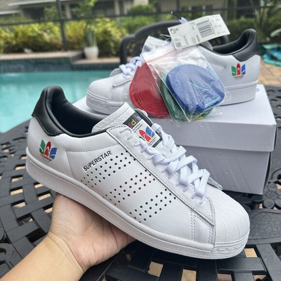 Adidas Superstar Colorful Trefoil Men\'s Athletic Shoes Cloud White FW5388 Size 8 main image 12